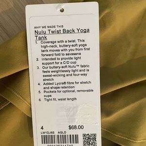 Lululemon Nulu Twist Back Yoga Tank